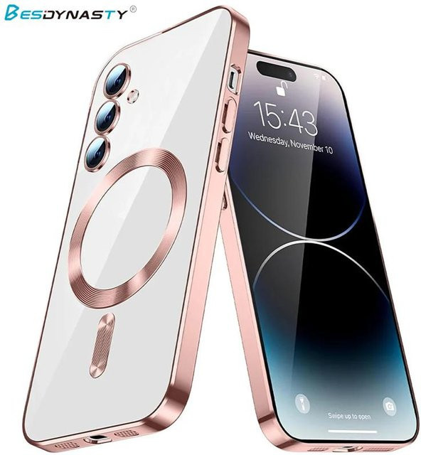 Stoßfeste Magnetische Hülle mit weicher Beschichtung für Samsung Galaxy S26 S25 S24 S23 S22 S21 Ultra Plus Edge in Transparent oder Weiß - Bild 1