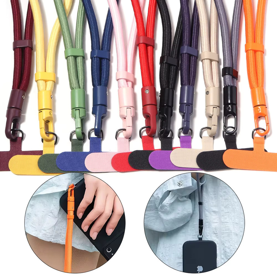 Verstellbares universelles Handy-Lanyard aus Polyester in Schwarz und Mehrfarbig als modisches Anti-Verlust-Handyband für Deine Handyhülle - Bild 3