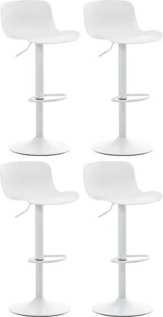 DELUKE 4er Set Barhocker KUSI höhenverstellbar in Weiß mit Lehne aus Kunststoff und Metall, H: 81-102 cm, B: 44 cm, T: 45 cm - Bild 1
