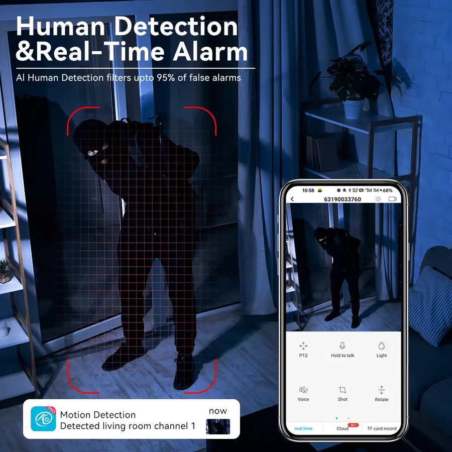 PEGATAH 4er Set WiFi IP Überwachungskameras mit 8MP Auflösung, 5,0X Zoom und Alarmfunktion, Farbe: Weiß - Bild 2
