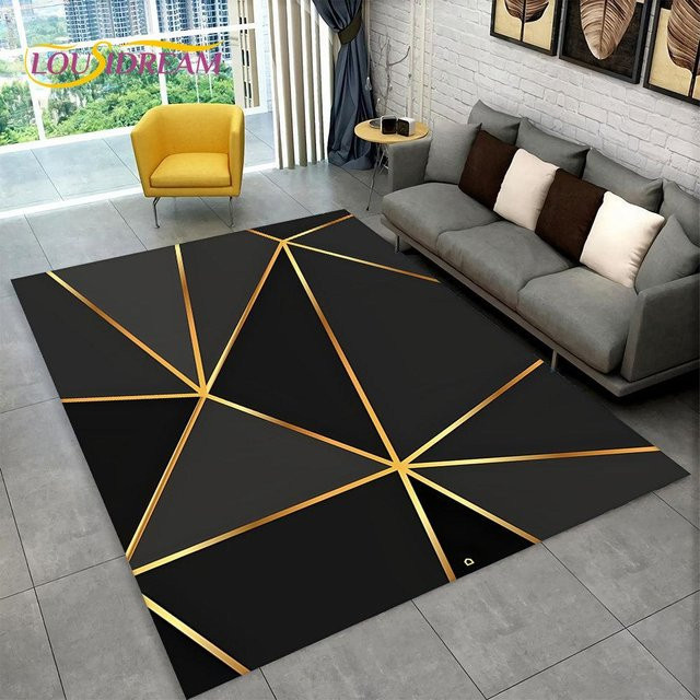 Karpetti 3D-Teppich mit modernem geometrischem Design in Schwarz, rutschfest und waschbar, B/B: 80 x 120 cm - Bild 1