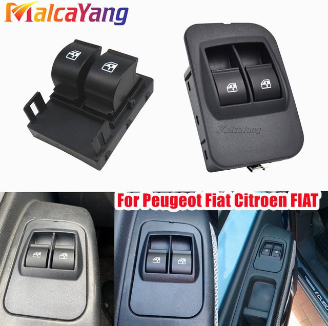 Malcayang Hauptfensterschalter Steuertaste in Schwarz für Citroen Nemo, Peugeot Bipper, Fiat Doblo, Qubo und Fiorino - Bild 1
