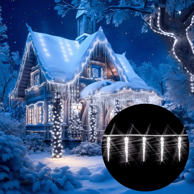 Monzana LED Eiszapfen Lichterkette Warmweiß für Weihnachten und Winterzeit, 13m, IP44 wetterfest für Außen und Innen - Bild 1