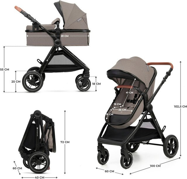 Kinderkraft Kombikinderwagen Trio-Set ESME PRO 3in1 mit Babyschale MINK PRO in Beige - Bild 1
