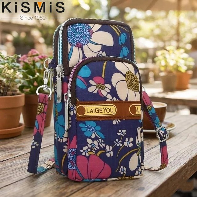 STONEGO Blumen Stoff-Armtasche für Handys mit großem Bildschirm, Multicolour Schultertasche für Sport und Outdoor - Bild 1