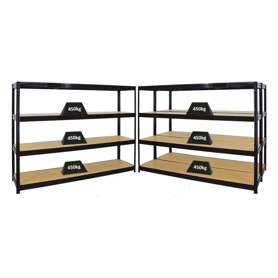 PROREGAL 3er-Sparset Profi-Schwerlastregal Dino Schwarz, B/T/H: 180 x 60 x 240 cm, Fachlast 450 kg - Bild 2