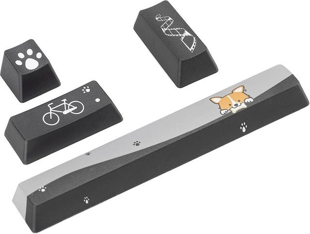 Koogeelife DIY Mini Tastenkappen mit schwarzem Hunde Muster für mechanische Tastaturen, Grau - Bild 1