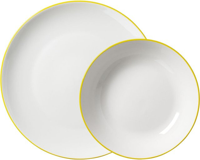 Ritzenhoff & Breker Tafelservice Adela 12-teilig aus Porzellan in Gelb und Weiß - Bild 1