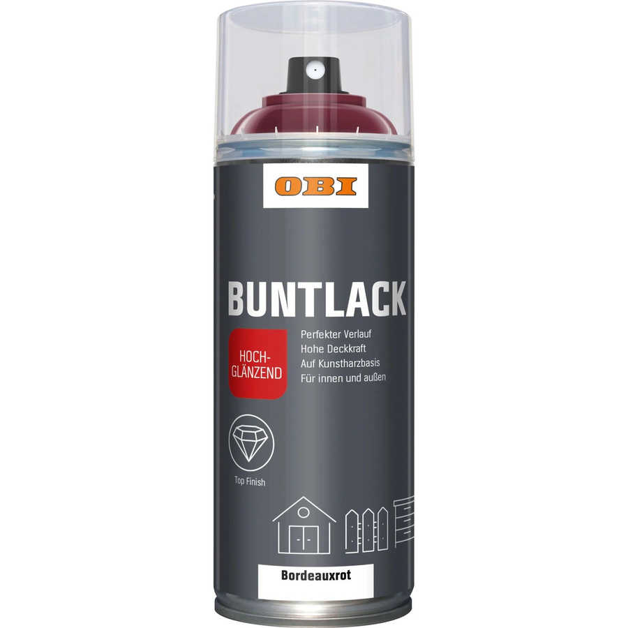 OBI Buntlack Spray Bordeauxrot hochglänzend mit 400 ml - Bild 2