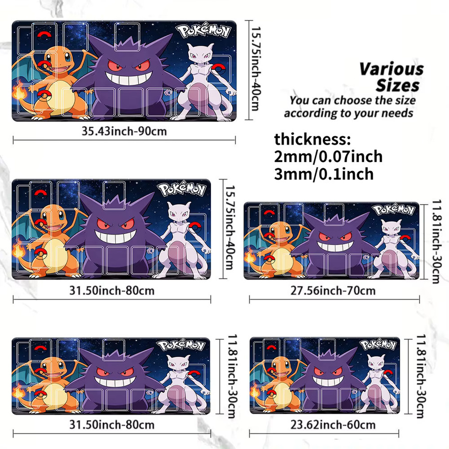 Potdemiel Gaming-Mauspad mit Pokemon Charizard Gengar und Mewtwo Galaxy Design, rutschfeste Schreibtischunterlage in Multicolour - Bild 5