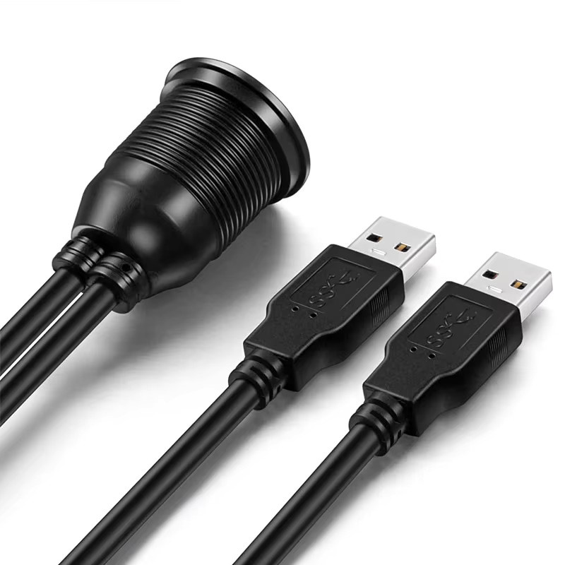 GISAEV Unterputz-Verlängerungskabel für Auto und Boot mit Dual USB 3.0 und AUX 3,5 mm Jack in Schwarz - Bild 3