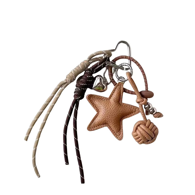 Yogodlns Stern-Taschenanhänger, PU-Leder, gewebtes Seil, Unisex - Bild 3