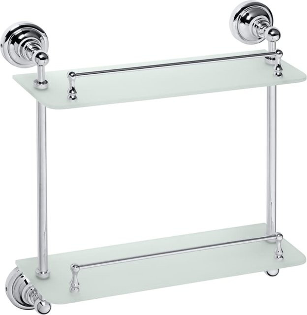Brillantbad BETRO CHROM Glasregal aus Messing in Silber und Transparent für Bad und Küche, B/T/H: 40 x 42 x 12 cm - Bild 1