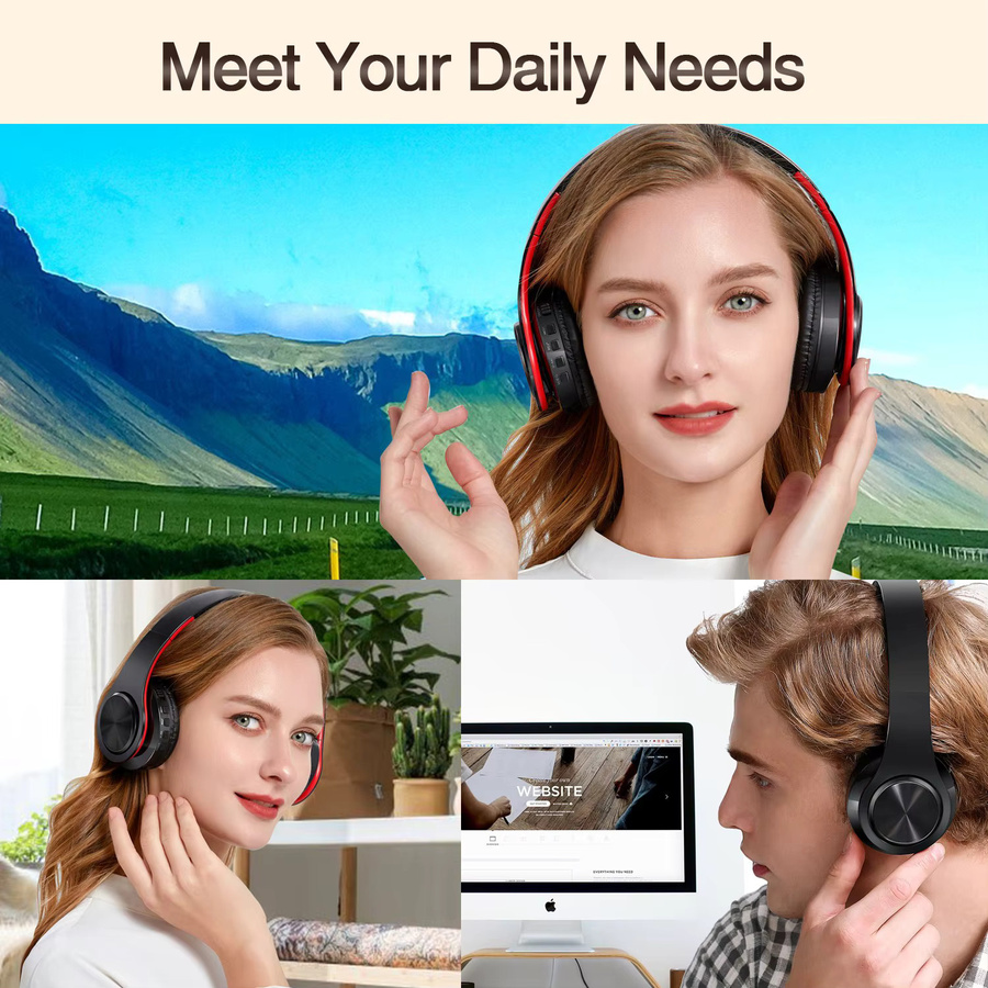 CATASSU Bluetooth Over-Ear Stereo Kopfhörer mit integriertem Mikrofon in Schwarz-Gold - Bild 5