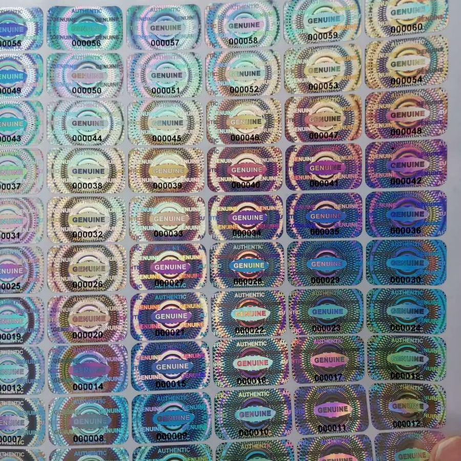 Holografische Sicherheitssiegel als manipulationssichere Aufkleber in Silber, Gold und Multicolour, leere Laseretiketten mit Seriennummer, B/H: 2,5 x 1,5 cm - Bild 2