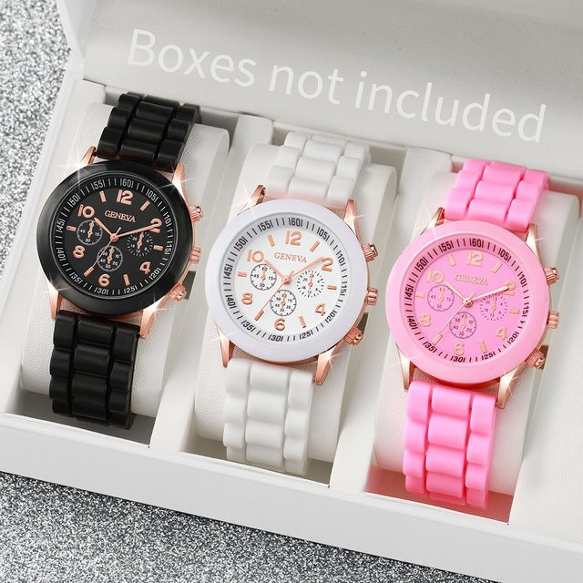 Armbanduhr Quarz, Silikon, Roségold, Damen, Arabisches Zifferblatt - Bild 1