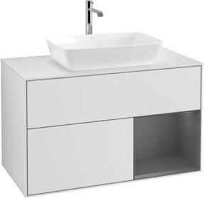 V&B Waschtischunterschrank Finion 100 mit Wandbeleuchtung in Weiß lackiert, B/T/H: 100 x 50,1 x 50,1 cm - Bild 1
