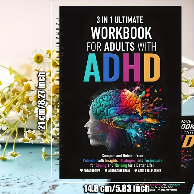 3-in-1-ADHS-Arbeitsbuch von BOHY: Master Focus Zeitmanagement und Angstbewältigung mit 101 Tipps, Techniken und Strategien sowie Notizbuch zum Ausmalen für Erwachsene in Multicolour - Bild 1