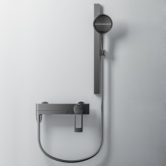 BaRobinet Badewannen-Armatur mit Wasserfall-Funktion und Duscharmatur in Mattschwarz, Wandmontage, Einhebelmischer für Heiß und Kalt - Bild 1