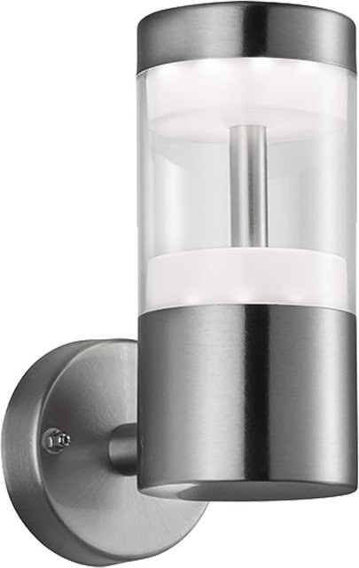 Reality Trio LED-Wandleuchte RL126 Außenleuchte aus Edelstahl in Silber mit transparentem Kunststoffglas, Höhe: 18,5 cm - Bild 1