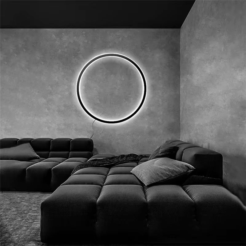 JIANKEXING Moderne LED Wandleuchte in Kreisform, Schwarz und Gold, ideal für Wohnzimmer, Schlafzimmer oder Korridor - Bild 2