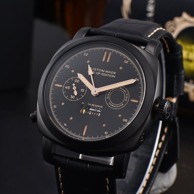 Dwayne Campbell Armbanduhr, Leder, Saphirglas, 43 mm, Herren, Schwarz - Bild 1