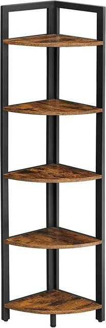 Vasagle Eckregal mit 5 Ablagen in Braun-Schwarz, B/T/H: 30 x 30 x 150 cm - Bild 1