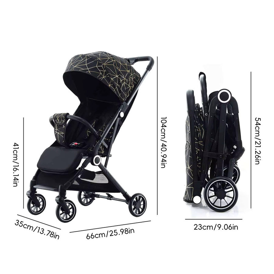 OWJHE Buggy faltbar in Grau und Schwarz für Reisen mit Sicherheitssitz - Bild 6