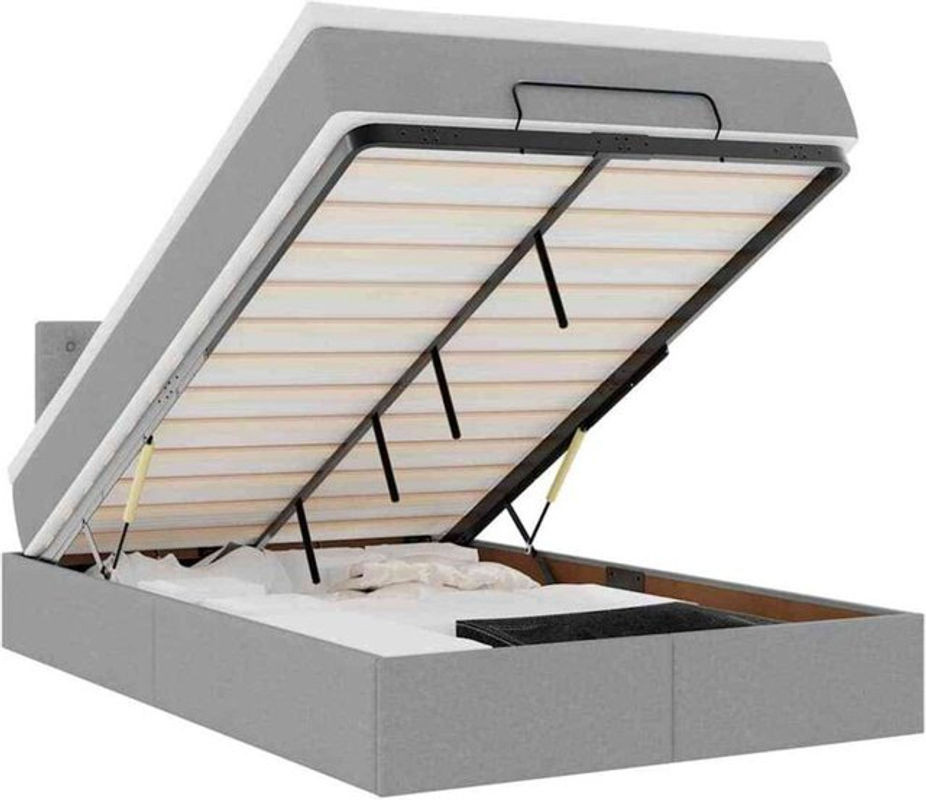 vidaxl Ottoman Polsterbett mit Matratze in Grau aus Stoff B/T/H: 120 x 200 x 88 cm - Bild 1