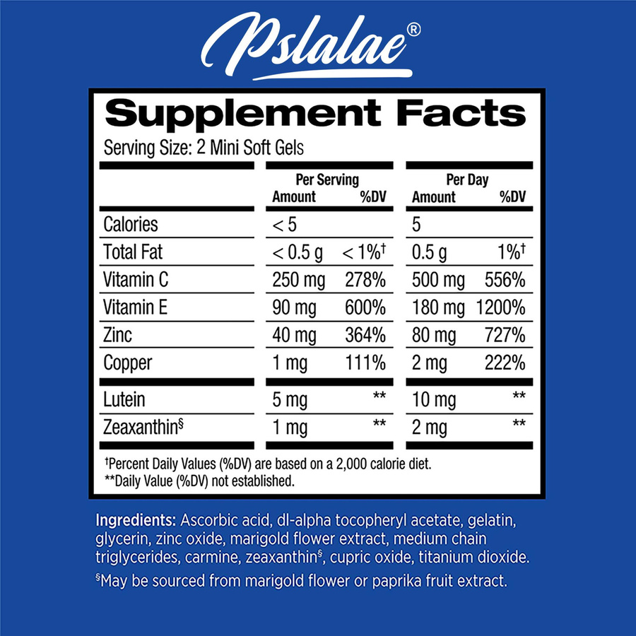 Pslalae AREDS 2 Formel Augenvitamine mit Lutein, Unisex - Bild 3
