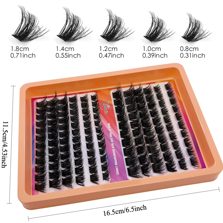 JIEFUXIN DIY 5D Fluffy Lash Clusters, Wispy Einzelwimpern, 8-18mm - Bild 2