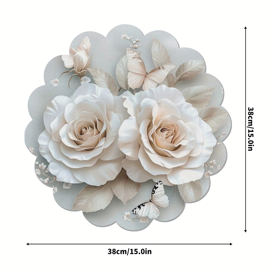 VIKAMA 4er Set dekorative Tischsets mit Frühlings-Blumen-Motiv, rund, wasserdicht und hitzebeständig, PVC, Mehrfarbig - Bild 2