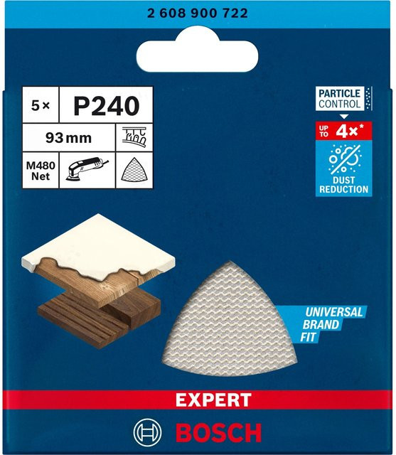Bosch Expert M480 Netzschleifblatt für Deltaschleifer, Körnung 240, 5 Stück, B/B: 9,3 x 9,3 cm - Bild 2