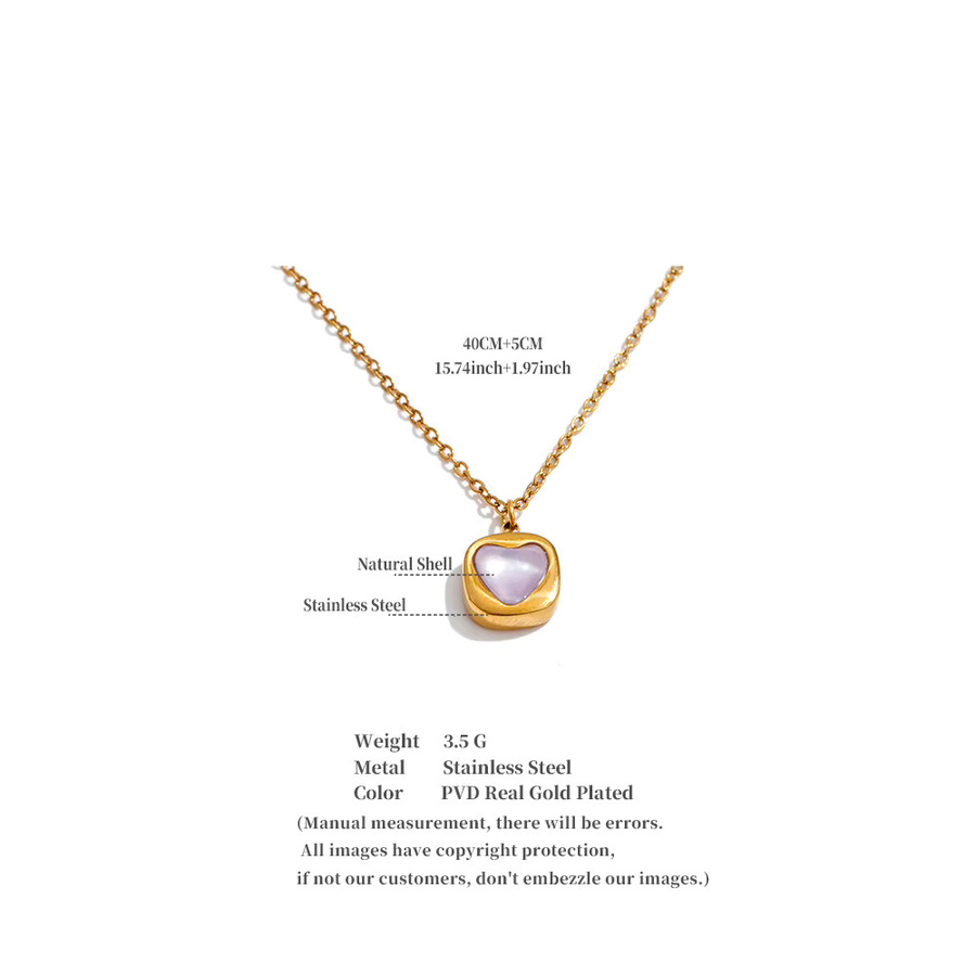 Yhpup Halskette Edelstahl, Quadratischer Herz-Anhänger, Gold, Unisex - Bild 2