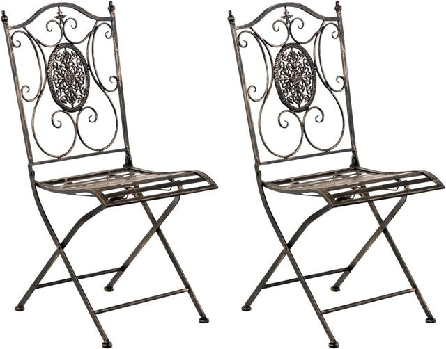 CLP 2er-Set Gartenstuhl Sibell im Landhausstil aus Metall in Braun - Bild 1