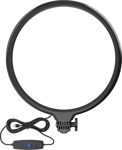 LUXCEO LED-Ringlicht in Schwarz mit 10 W, dimmbar, Durchmesser: 26 cm, CRI95+ für Live-Streaming, YouTube und Videokonferenzen - Bild 1