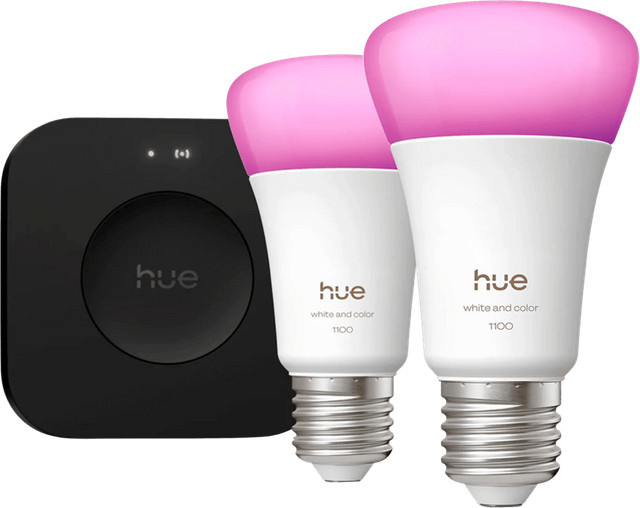 Philips Hue White and Color Ambiance Starter Set mit Bridge Pro und 2 E27 Lampen Multicolor 1.100 lm - Bild 1