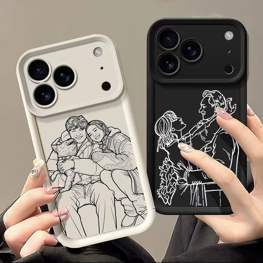 Personalisiertes DIY-Skizzen-Porträt als iPhone Handyhülle in Rot für iPhone 11 bis iPhone 17 Pro Max und Air Plus - Bild 1