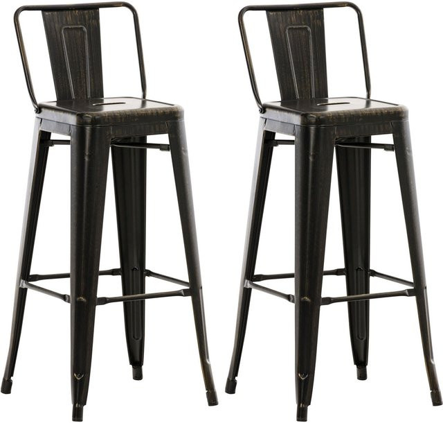 TPFLiving 2er Set Barhocker Massimo aus Metall in Schwarz-Gold im Retro-Design - Bild 1