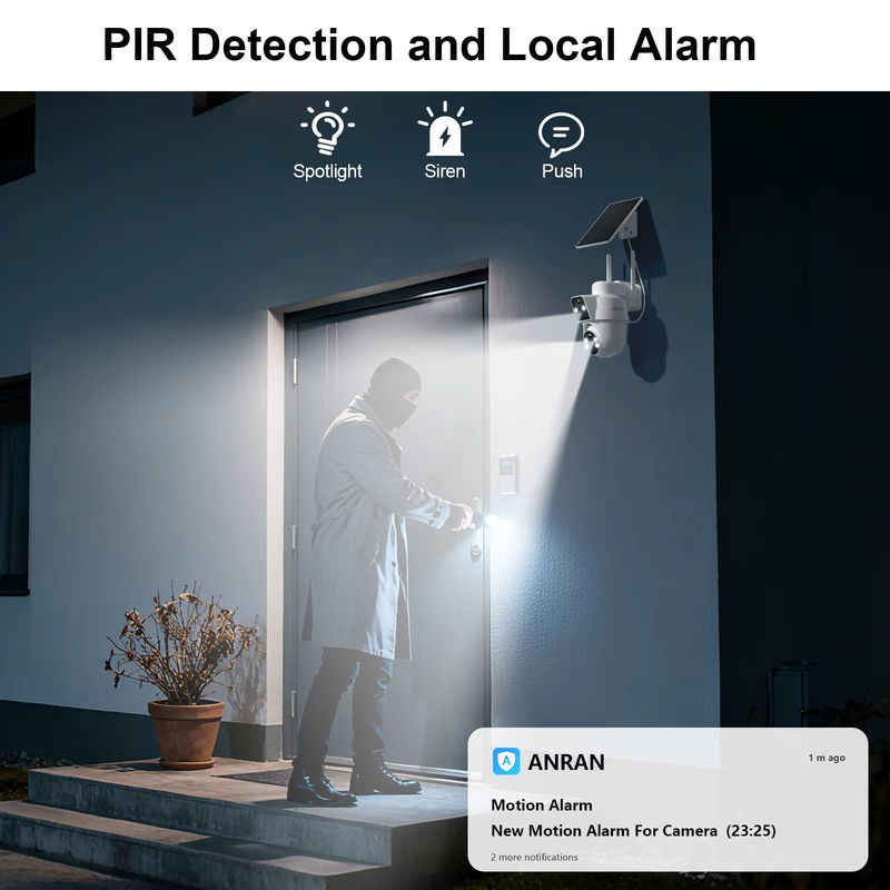 ANRAN Solarkamera mit Dual-Objektiv und WLAN, IP-Überwachungskamera für den Außenbereich in Weiß mit Farbnachtsicht und PIR-Bewegungserkennung - Bild 2
