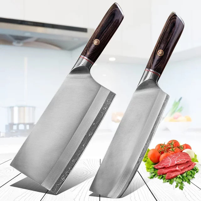InLeung Damaststahl Chefmesser mit Holzgriff, 7-8 Zoll Allzweckmesser in Silber - Bild 1