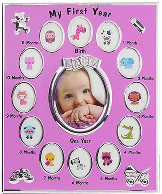 Modernes Fotoalbum-Ornament aus Metall in Pink für Baby-Andenken und Wohnkultur - Bild 1