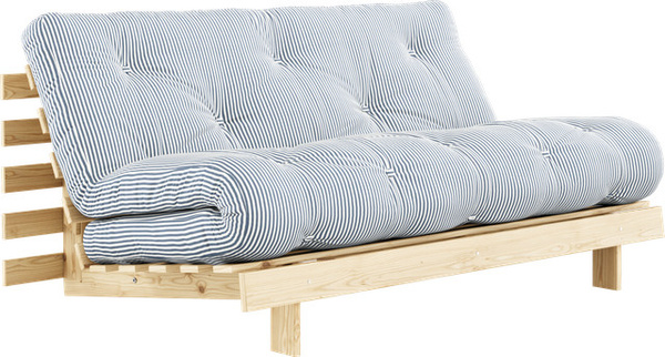 Karup Roots 160 Schlafsofa mit verstellbarer Kopfstütze, gestreift in Multicolour, skandinavisches Design mit Holzgestell, B/T/H: 160 x 200 cm