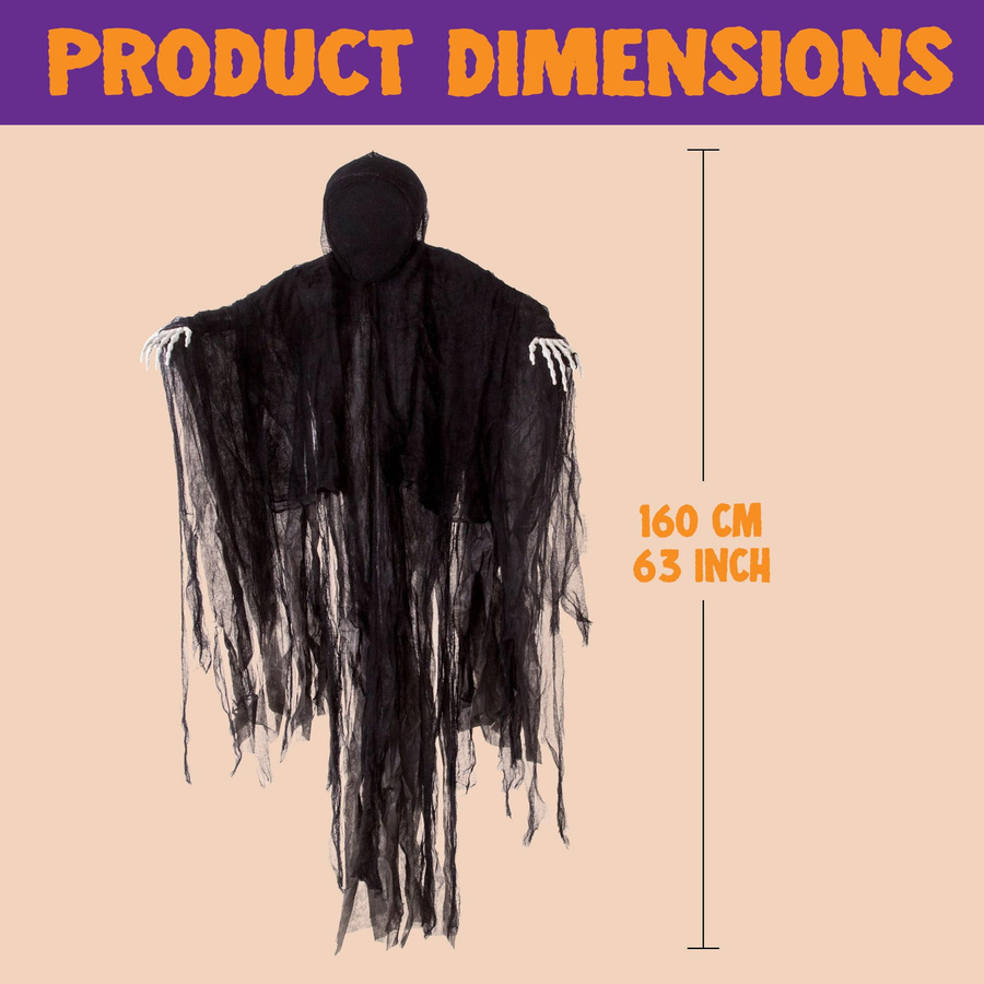 Joyfy Halloween Hängegeister und Sensenmänner Dekoration, Schwarz, Höhe: 160 cm - Bild 2