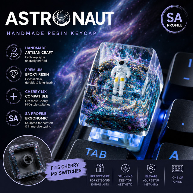 Resin Artisan Space Drift Keycap 1U SA R1 Handgefertigte Custom ESC-Tastenkappe für mechanische Tastaturen mit MX-Schaltern - Bild 1
