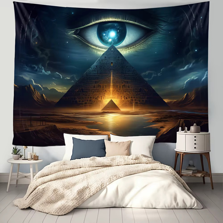 VIKAMA Pyramiden-Wandteppich mit Ägypten-Motiv, Wandbehang in Multicolour, Breite: 95 cm, Höhe: 73 cm - Bild 3