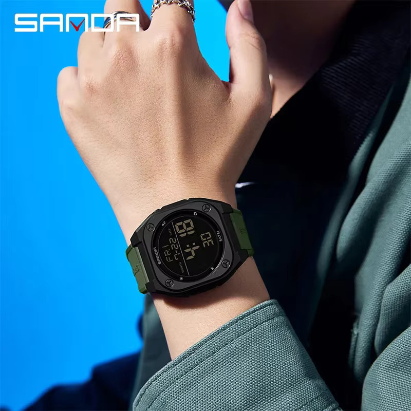 SANDA Digitaluhr, Silikon, Schwarz, Herren - Bild 3