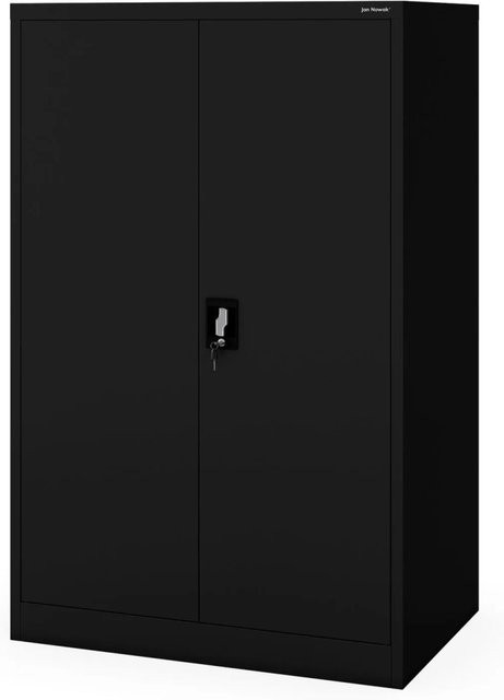 JAN NOWAK Büroschrank KEVIN D600 aus Metall in Schwarz mit verstellbaren Regalböden und Schloss, B/T/H: 140 x 60 x 90 cm - Bild 1