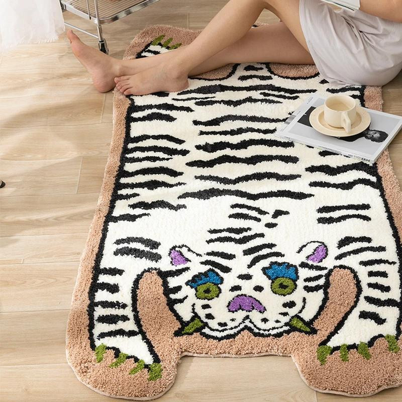 Langer Tiger Teppich mit Cartoon-Tier-Design für Kinderzimmer und Schlafzimmer, Mehrfarbig, B/T: 90 x 50 cm - Bild 2
