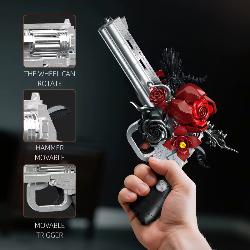 JAKI Mechanische Bausteine Rose Rot 631 Teile DIY Modellbausatz für Kinder und Desktop Ornamente - Bild 2